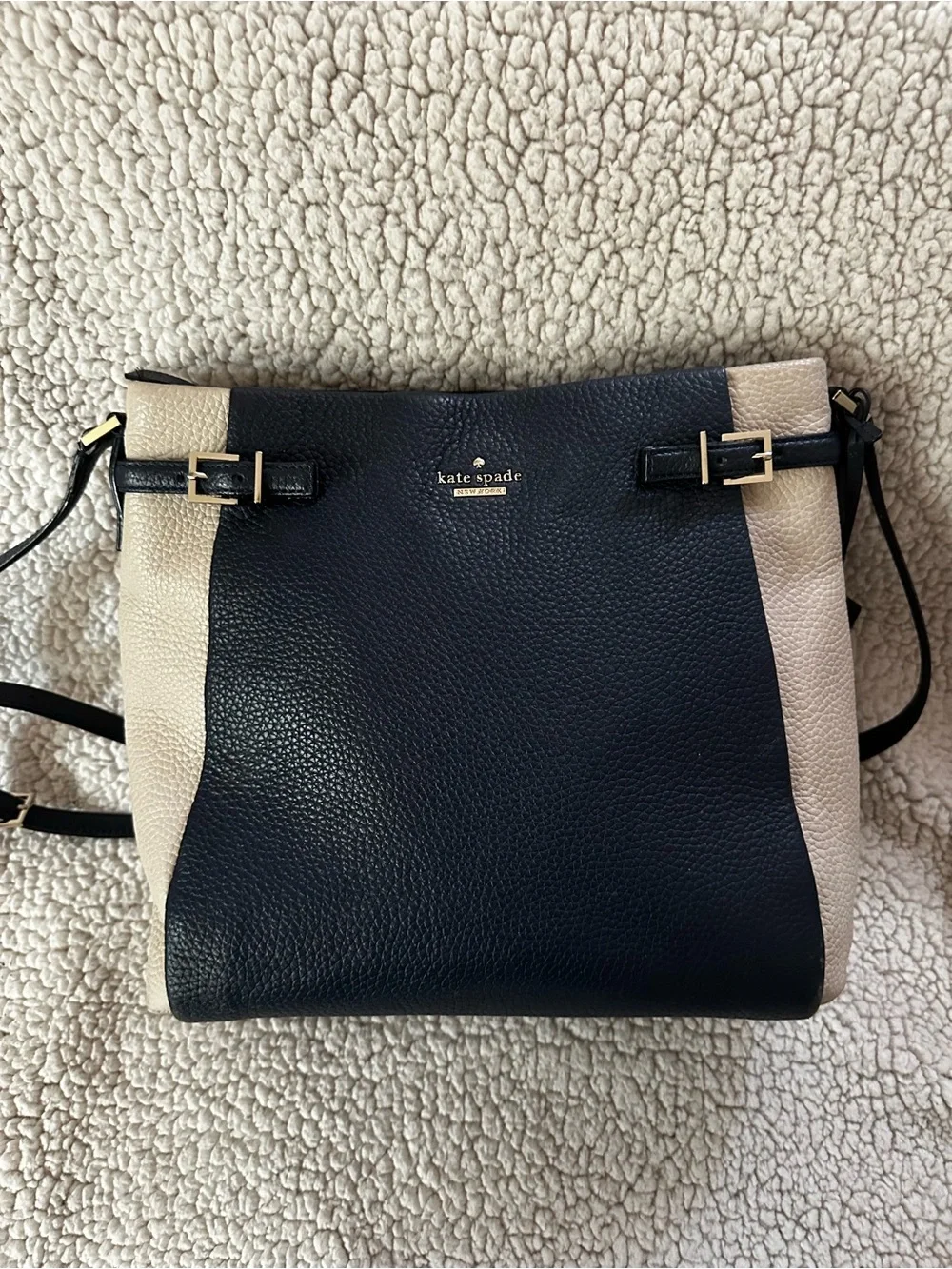 Kate Spade Brandy Holden Street Two-Tone Purse Blue Cream Leather Bag (see phot)
